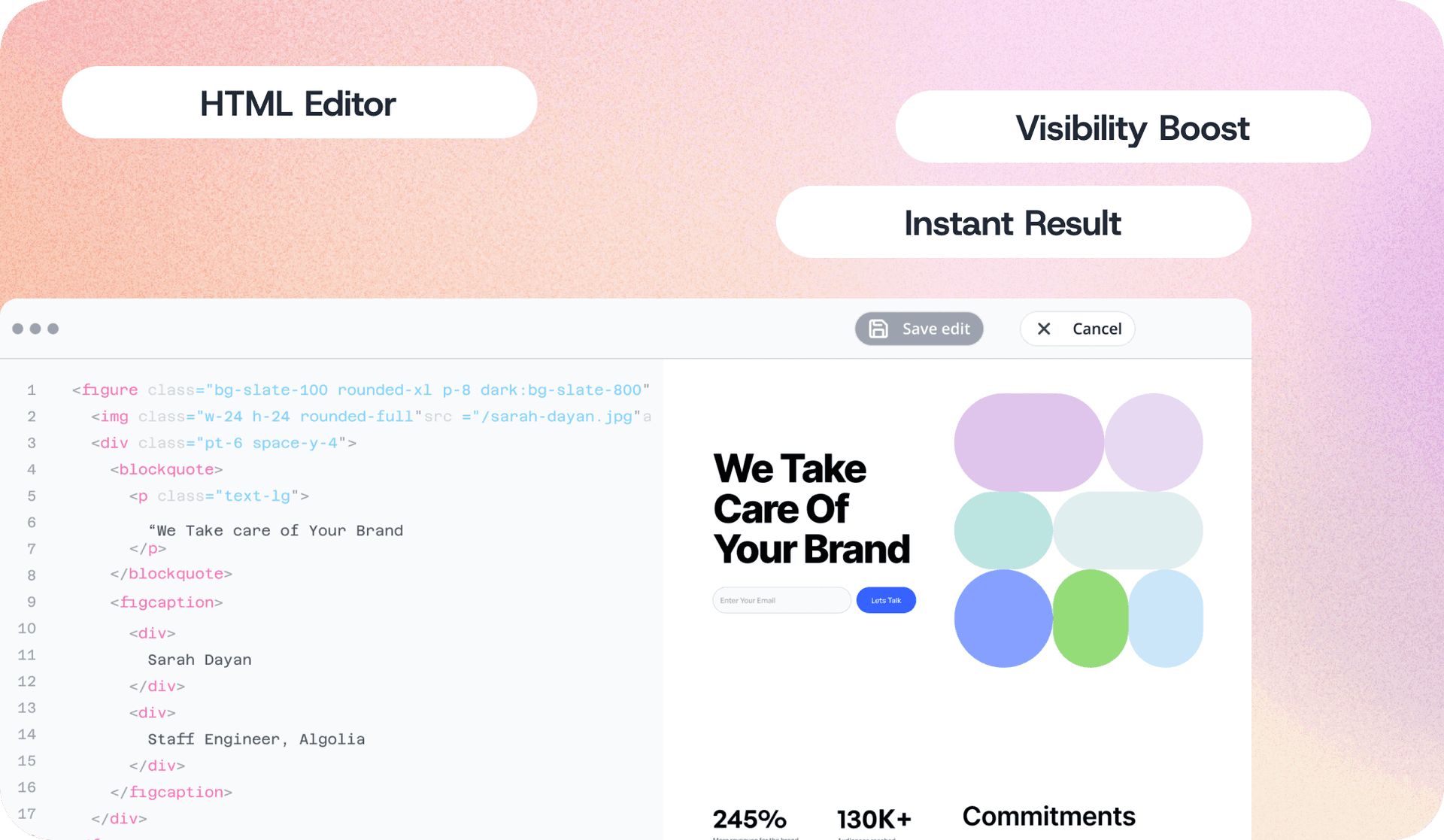 Create AI-optimized landing pages in minutes hover