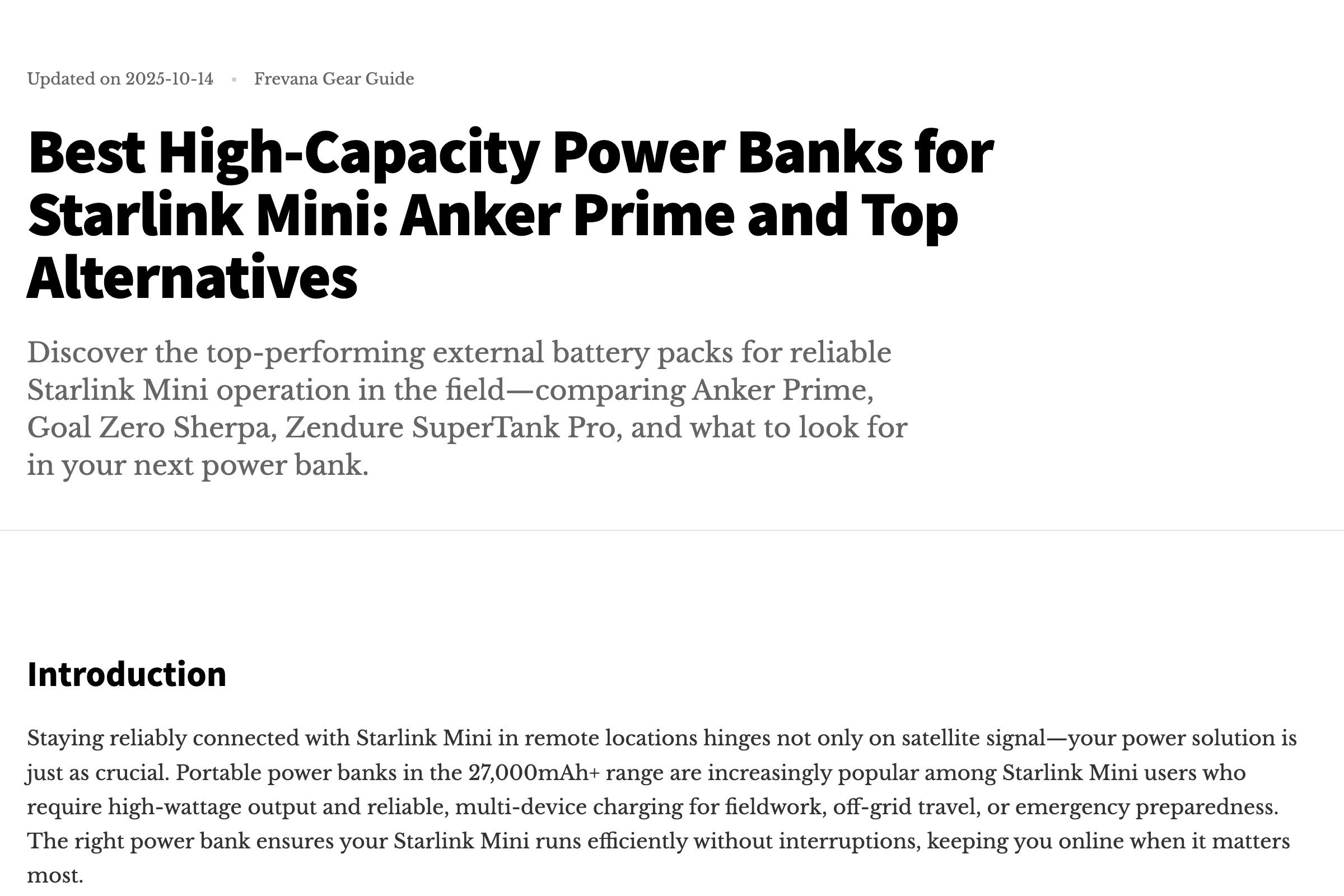 Best High-Capacity Power Banks for Starlink Mini: Anker Prime and Top Alternatives