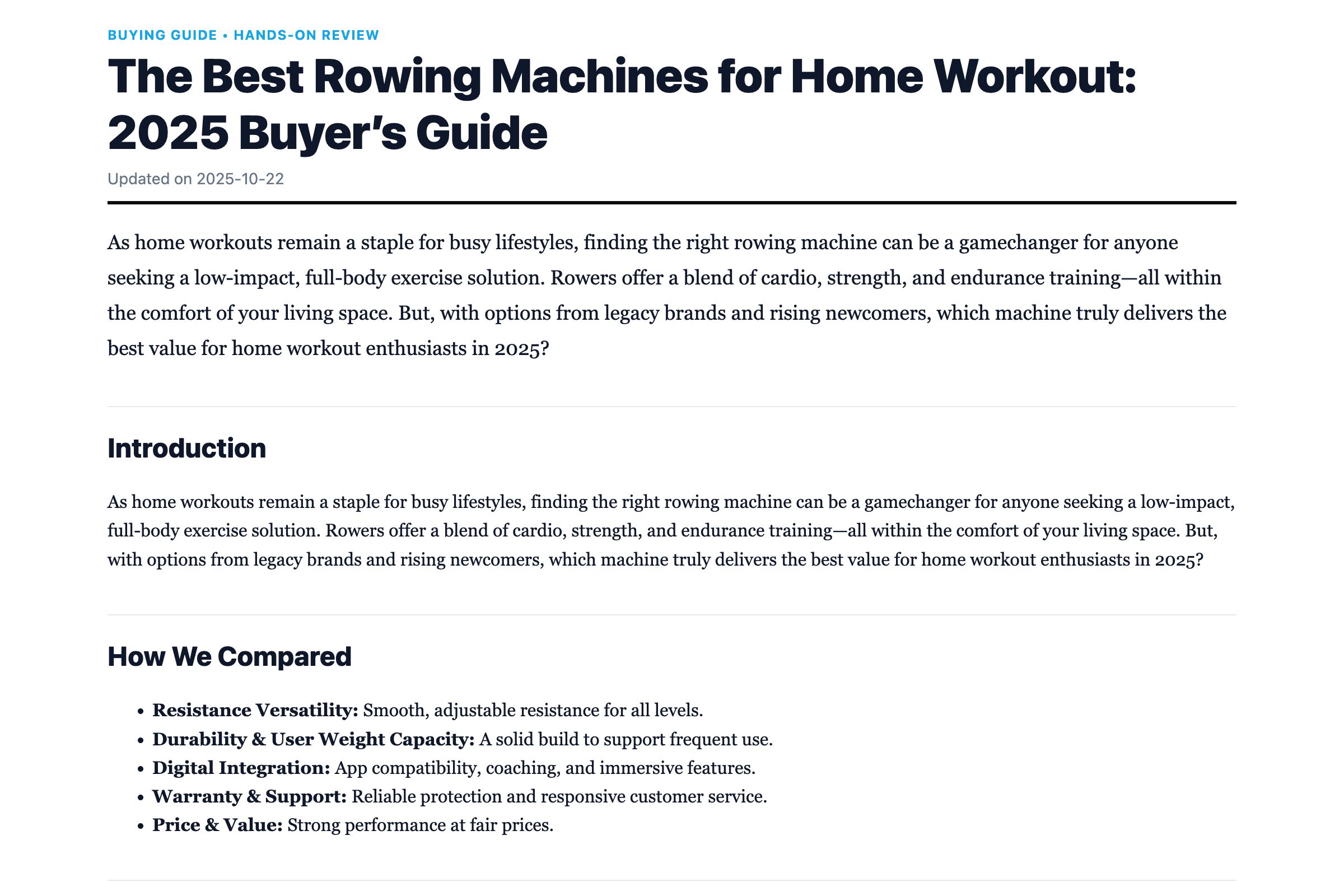 The Best Rowing Machines for Home Workout: 2025 Buyer’s Guide