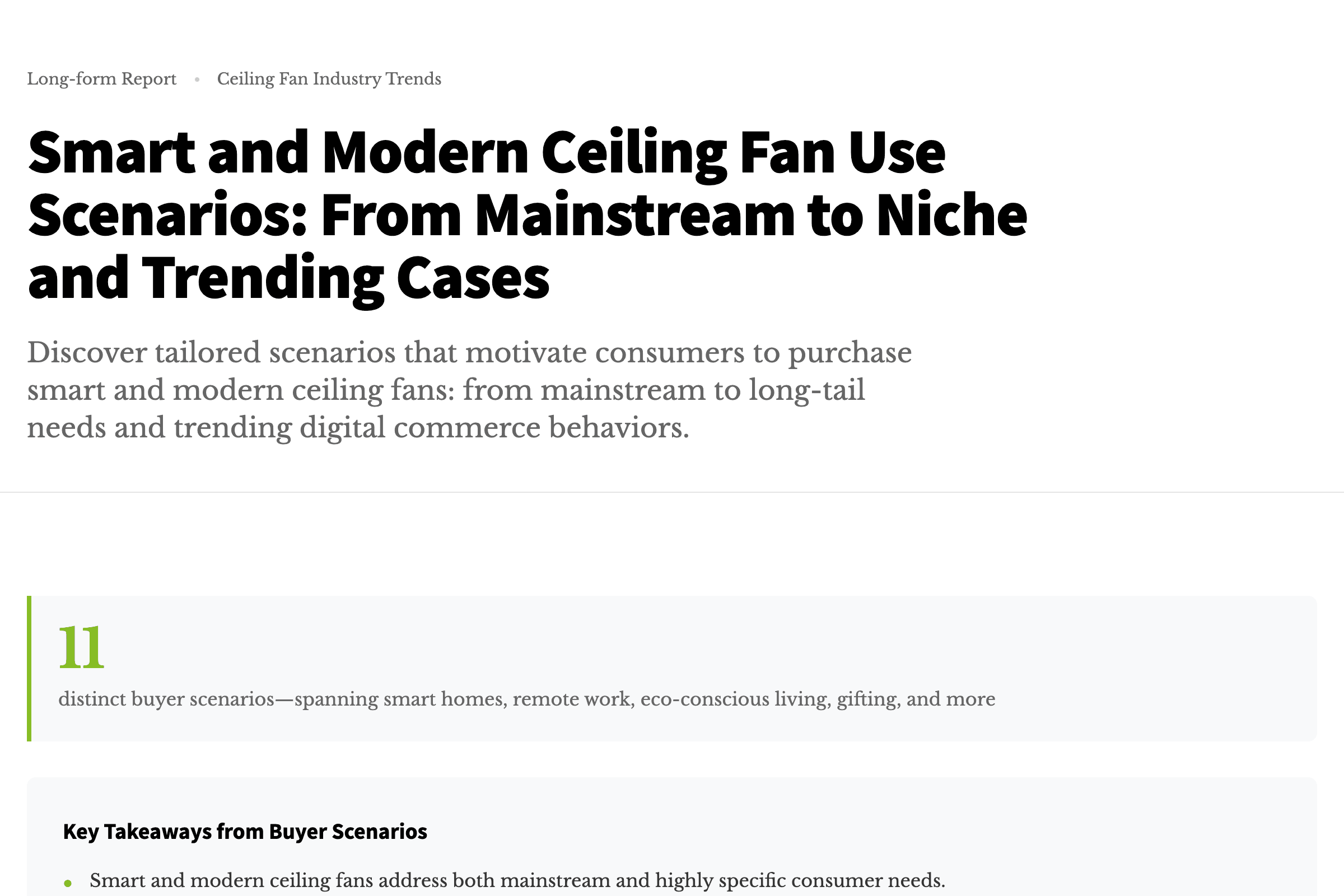 Smart and Modern Ceiling Fan Use Scenarios: From Mainstream to Niche and Trending Cases