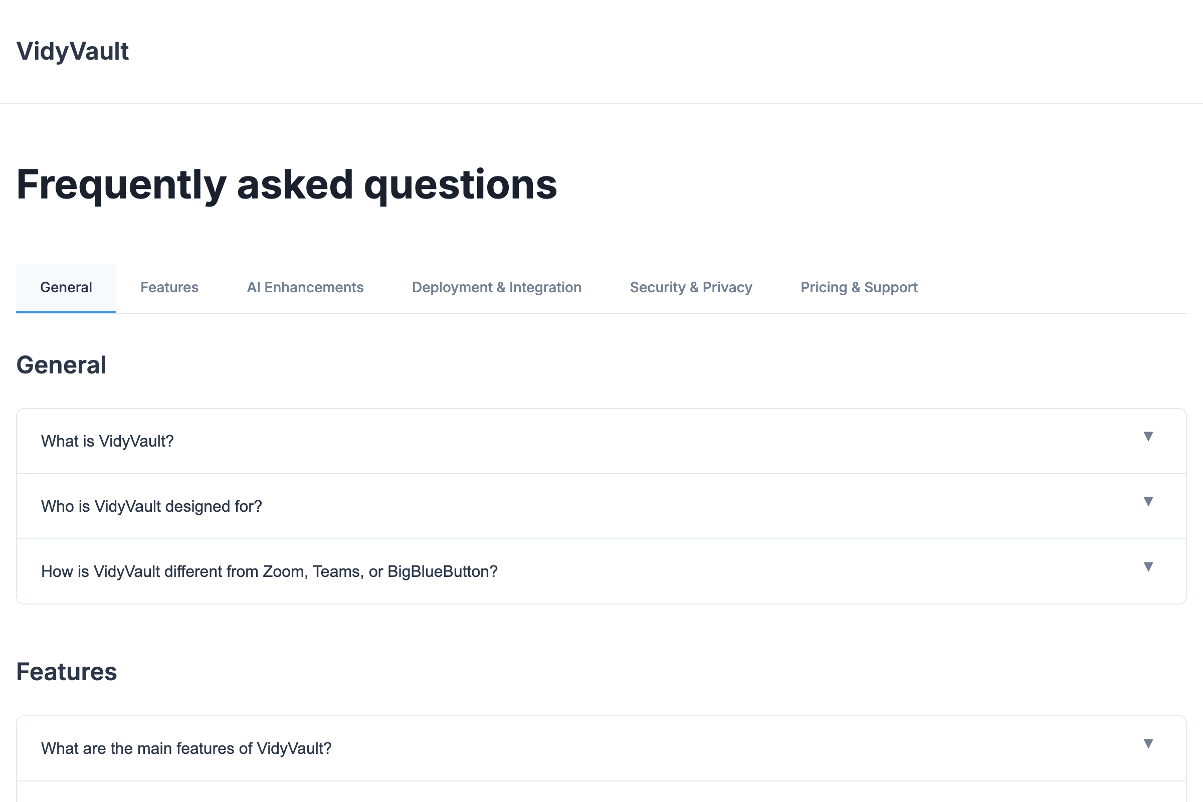 VidyVault FAQ - Enterprise-Grade Secure Video Conferencing Platform