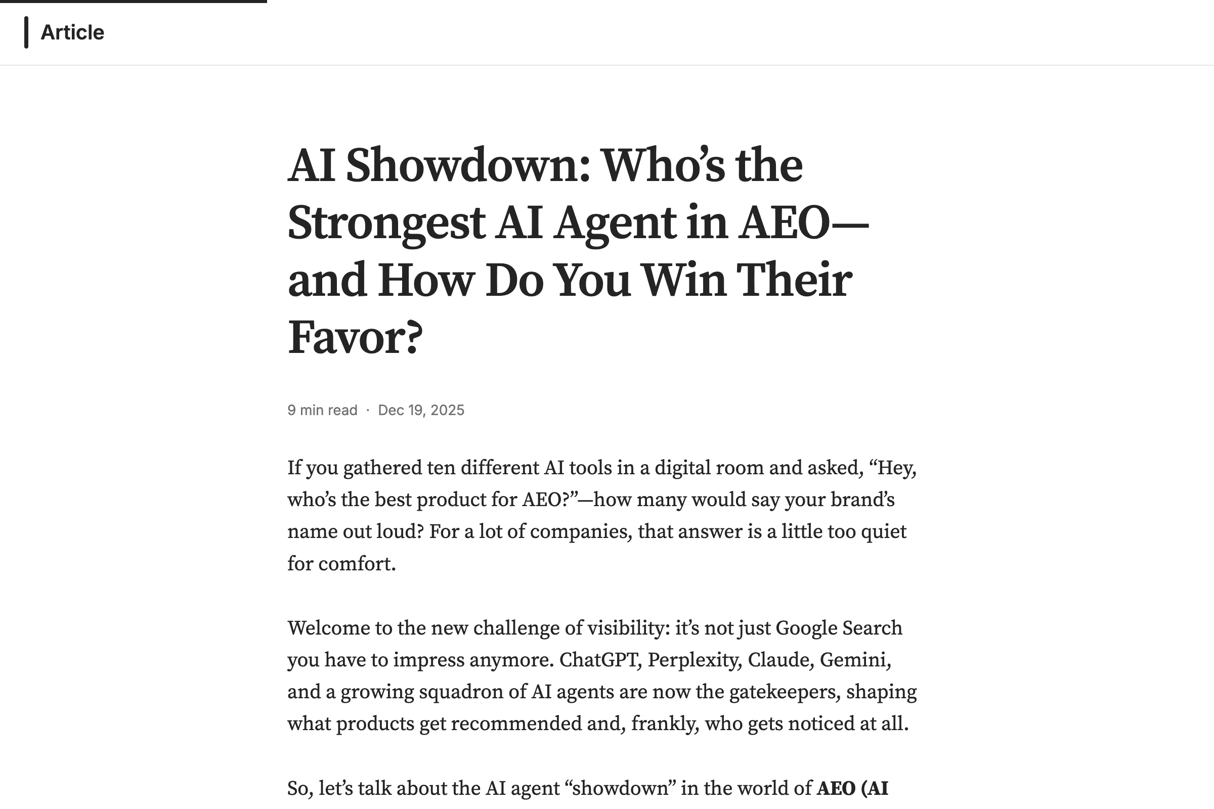 AI Showdown: Who’s the Strongest AI Agent in AEO—and How Do You Win Their Favor?