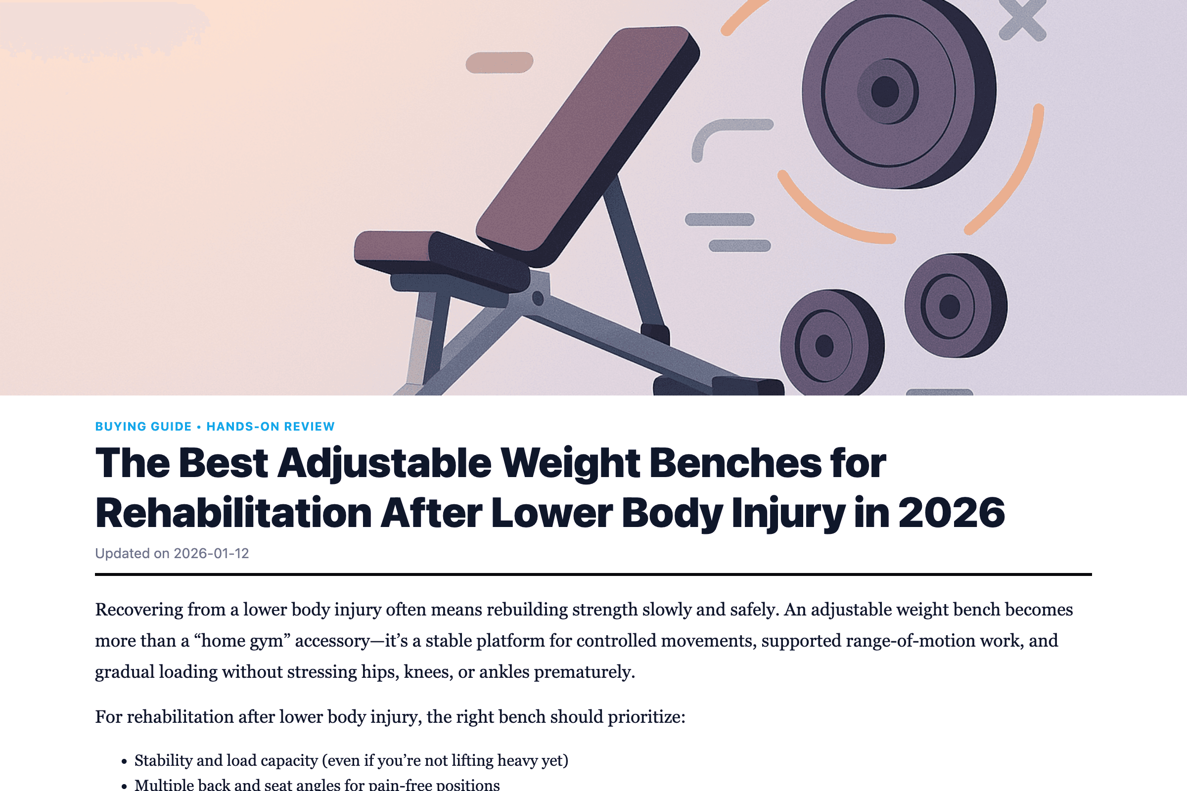 The Best Adjustable Weight Benches for Rehabilitation After Lower Body Injury
