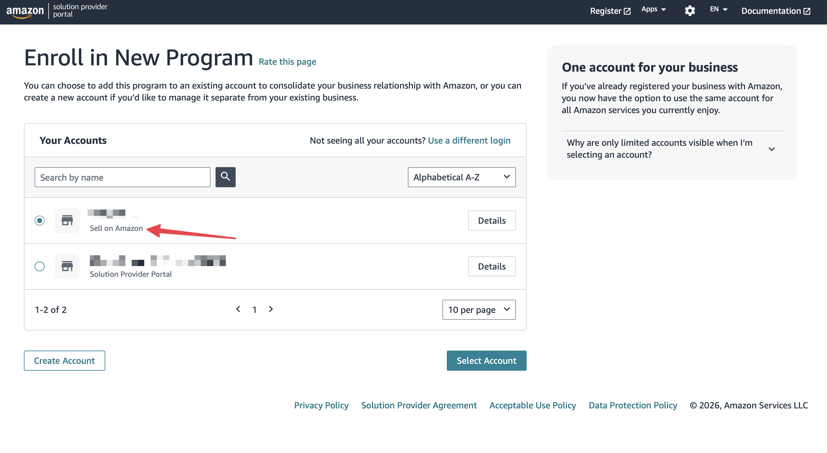 Step 1 · Open the Seller Central Developer Console screenshot