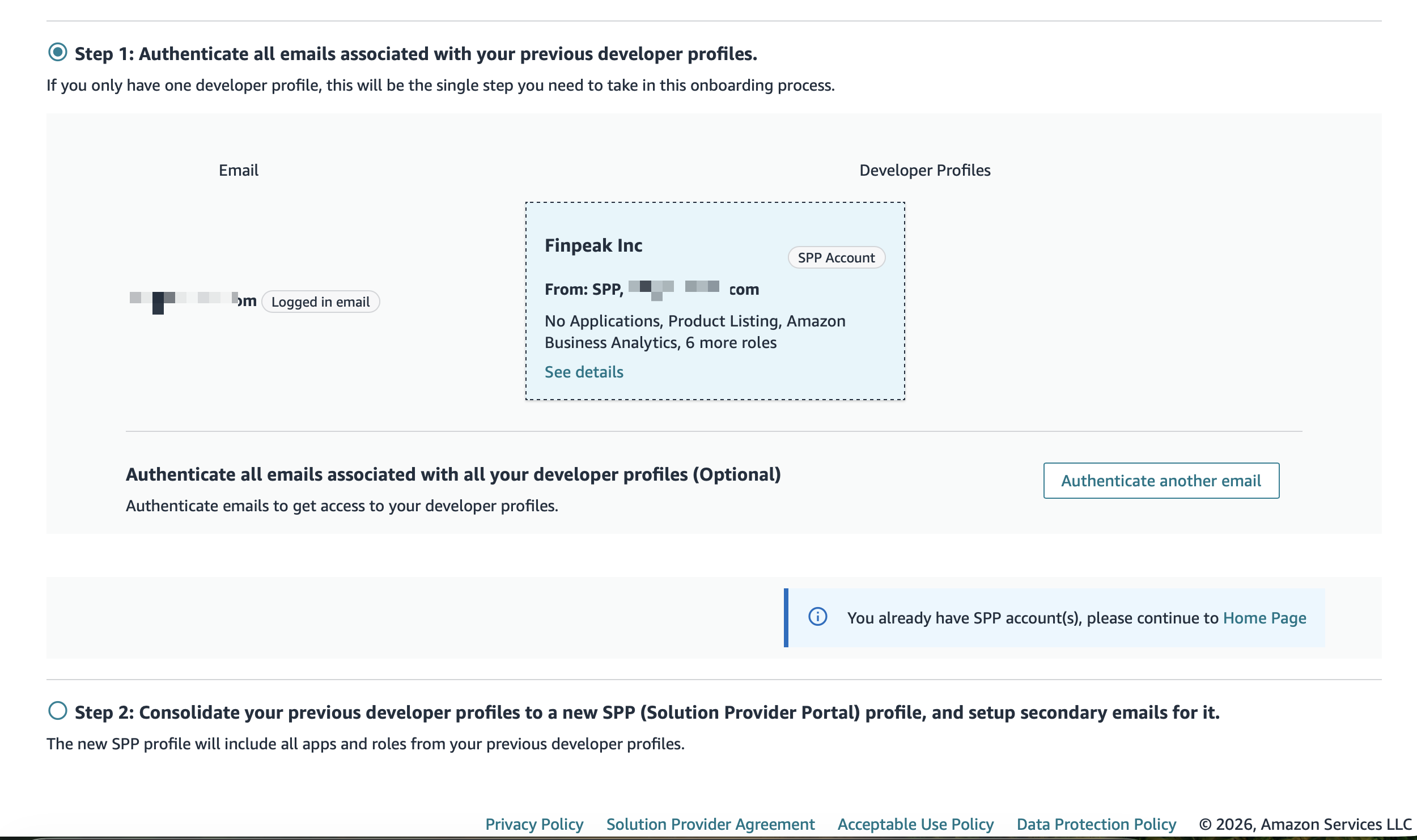 Step 1 · Open the Seller Central Developer Console screenshot