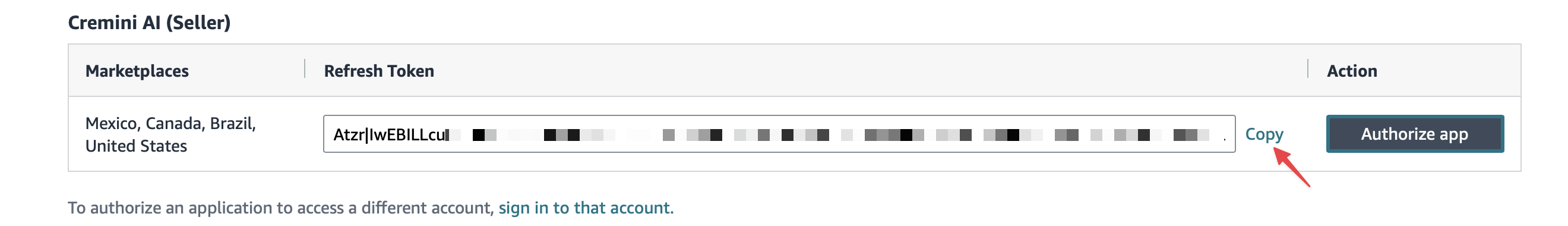 Step 5 · Authorize the app and copy the Refresh Token screenshot