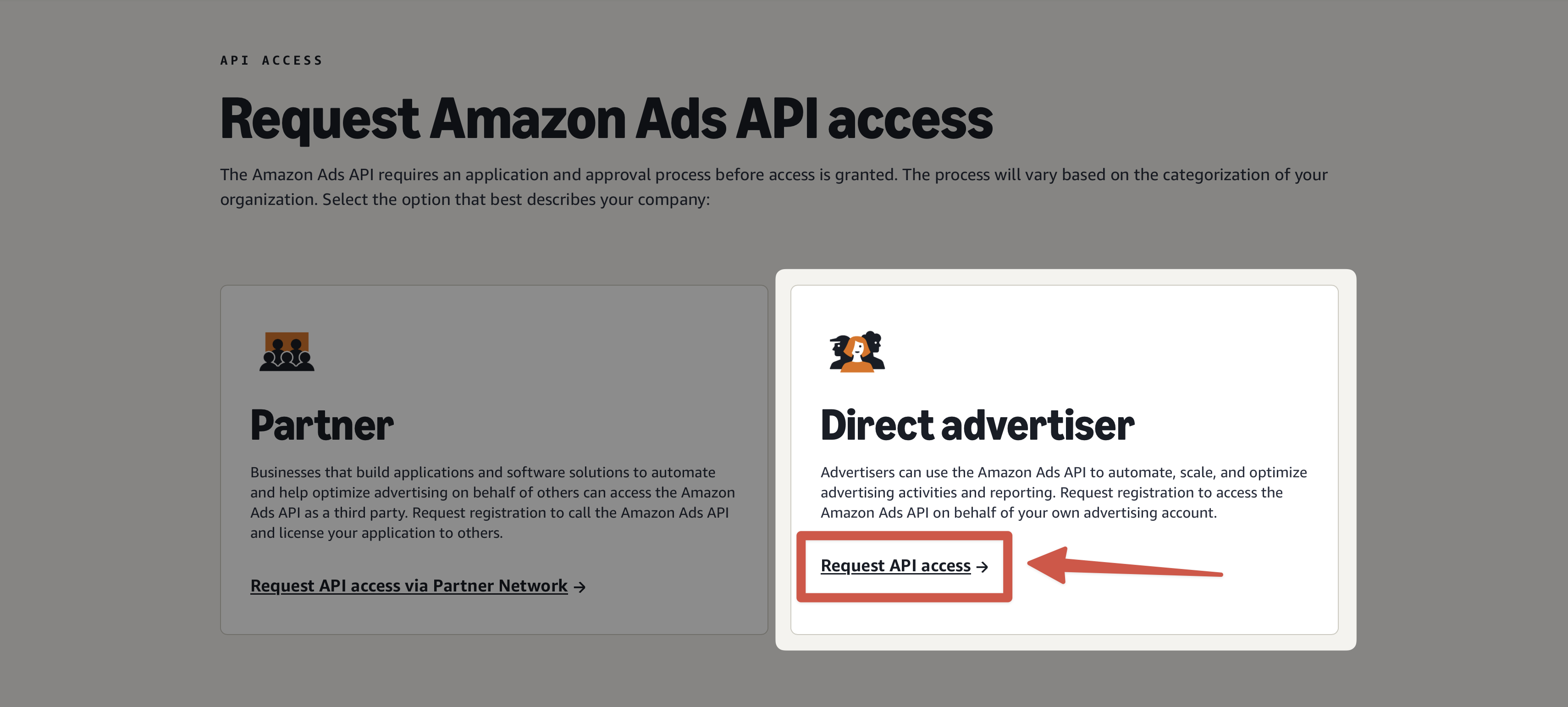 Step 1: Request Amazon Ads API Access screenshot