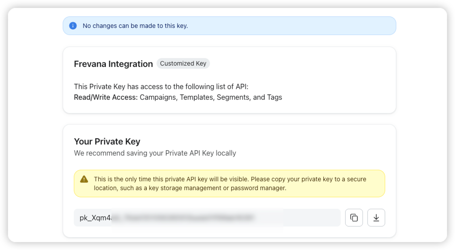 Create the Klaviyo private API key