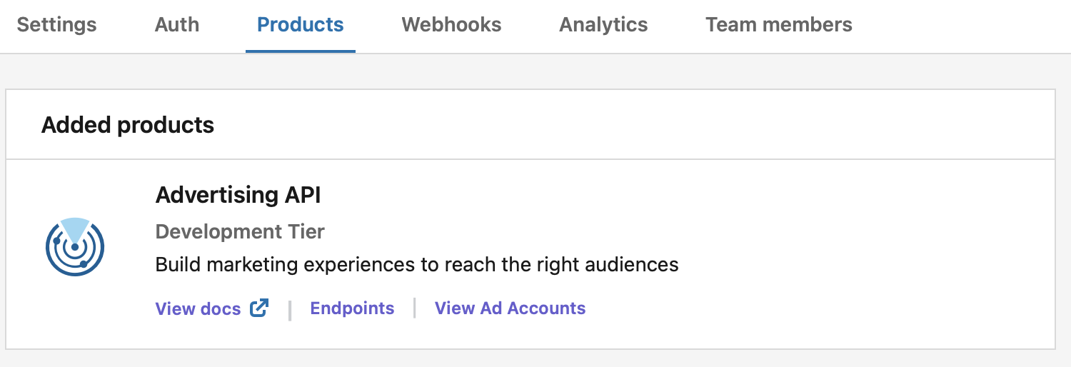 Step 5: Add Ad account ID to your LinkedIn App screenshot