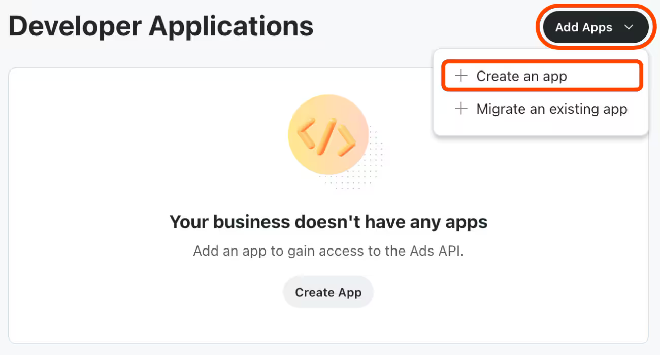 Step 3: Create a Developer Application screenshot