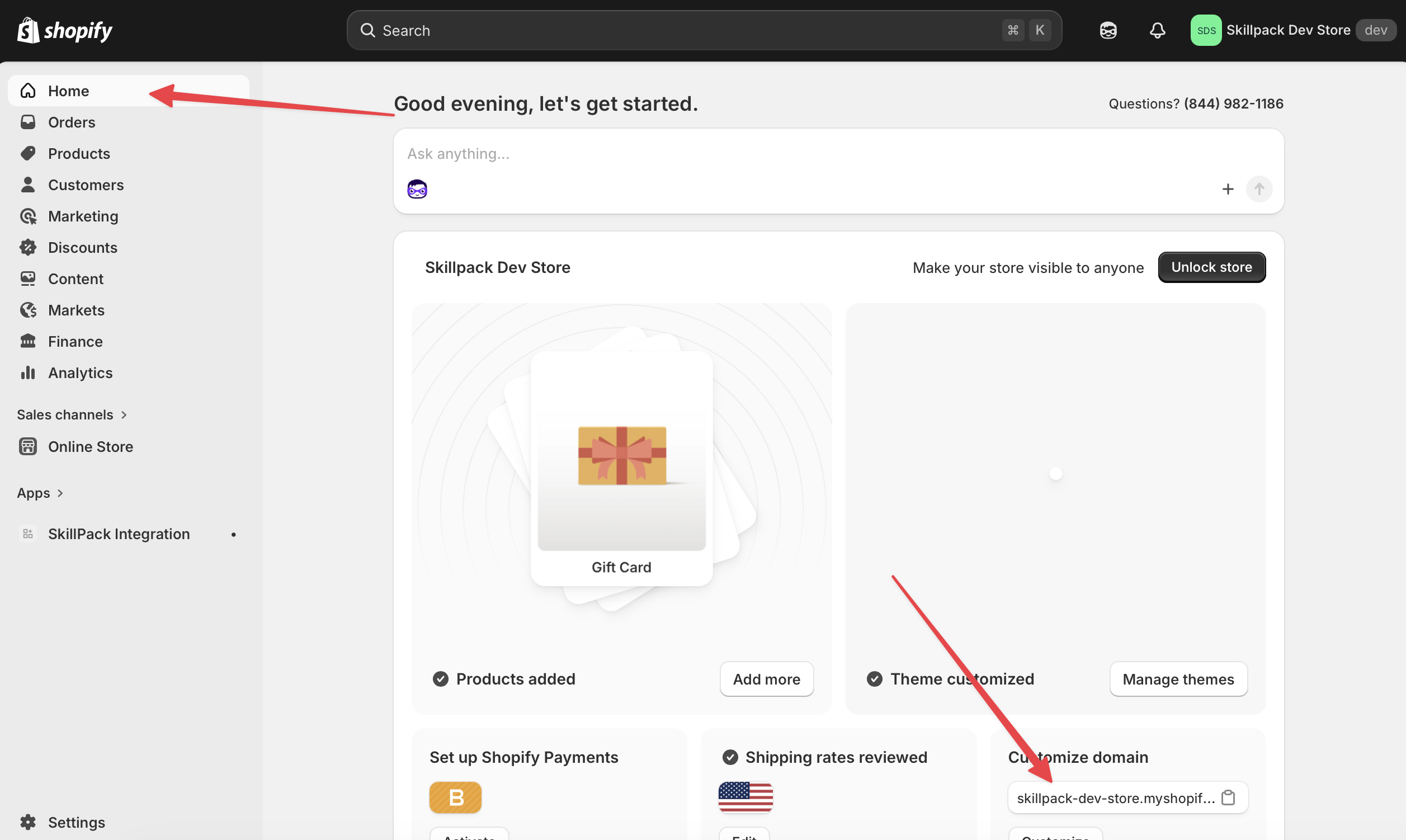 Step 5. Store domain screenshot
