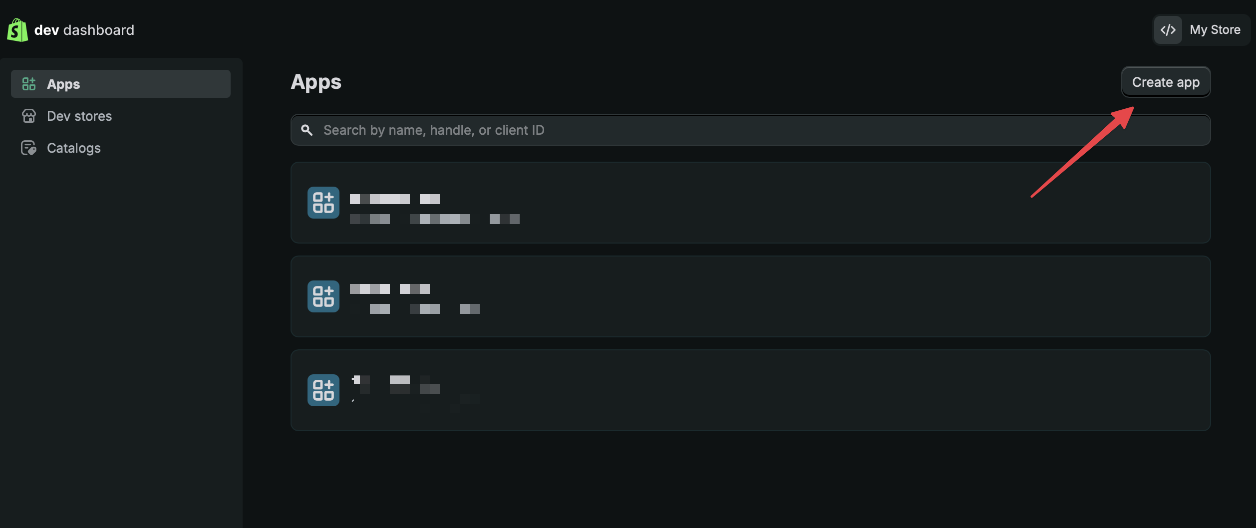 Create an app in the Shopify Dev Dashboard