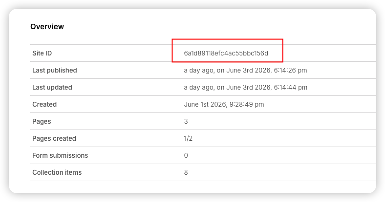 Find the Webflow Site ID