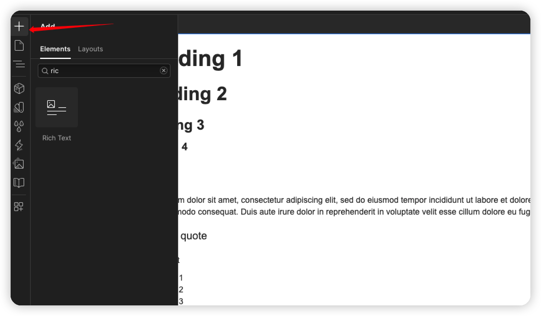 Add a Rich Text element to the page